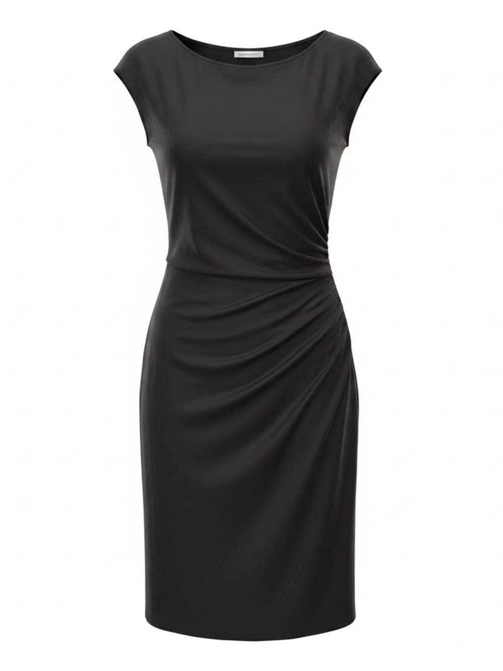 Classic Black Cap-Sleeve Sheath Dress